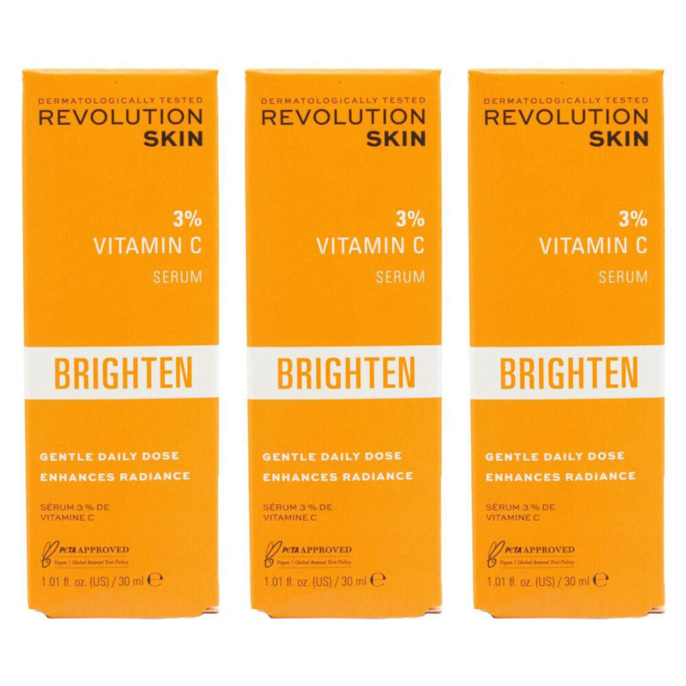 Revolution Skin 3% Vitamin C Serum Brighten 30ml Face Brightening Care (3 Pack)
