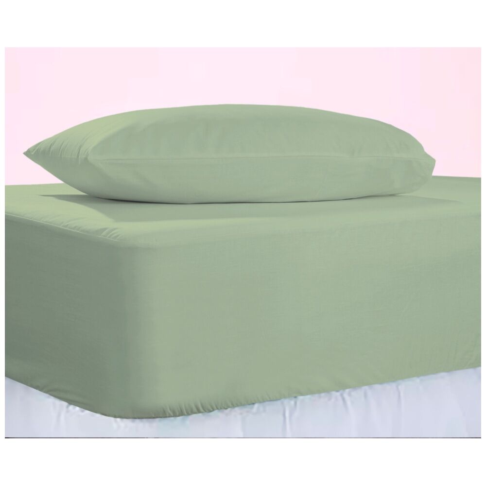 The Lighthouse Washed Cotton Bed Sheet Set Pillowcase Sage Green — image 2