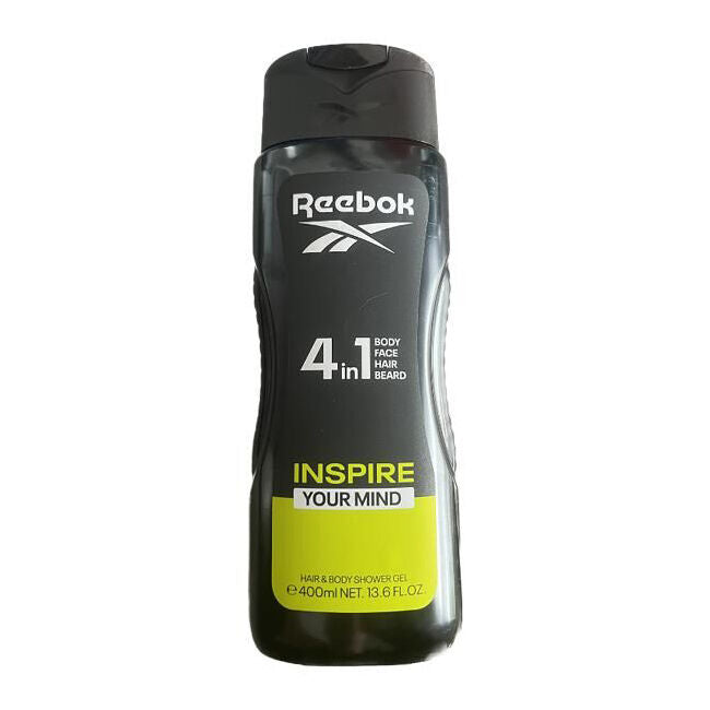 Reebok 4in1 Shower Gel Inspire Your Mind Body Wash 400ml For Hair/Face & Beard