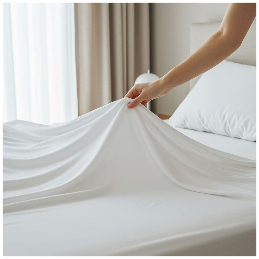 Grosvenor House 400TC Plain Dyed Bamboo Cotton Bed Sheet Sets White — image 2