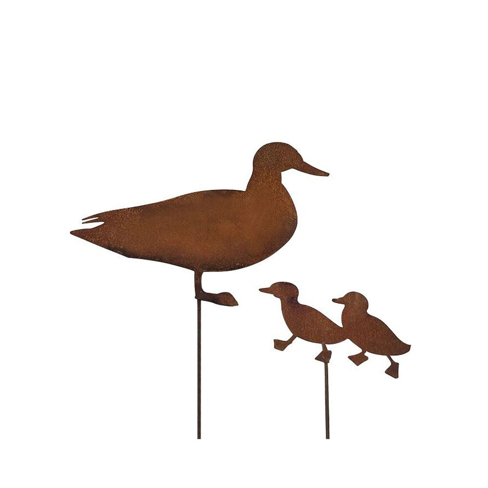 17413-2pc-a-fresco-metal-duck-silhouette-stakes-garden-patio-decor-rust