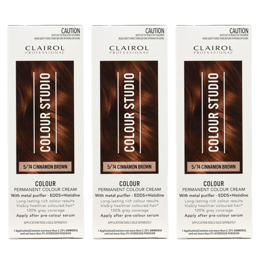 Clairol Professional Permanent Hair Colour Cream 5/74 Cinnamon Brown Dye (3 Pack)