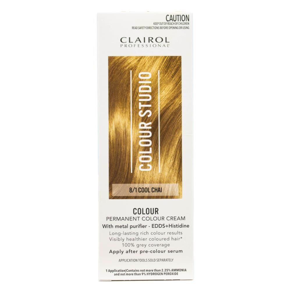 Clairol Hair Dye Professional Permanent Colour Cream Studio 8/1 Cool Chai
