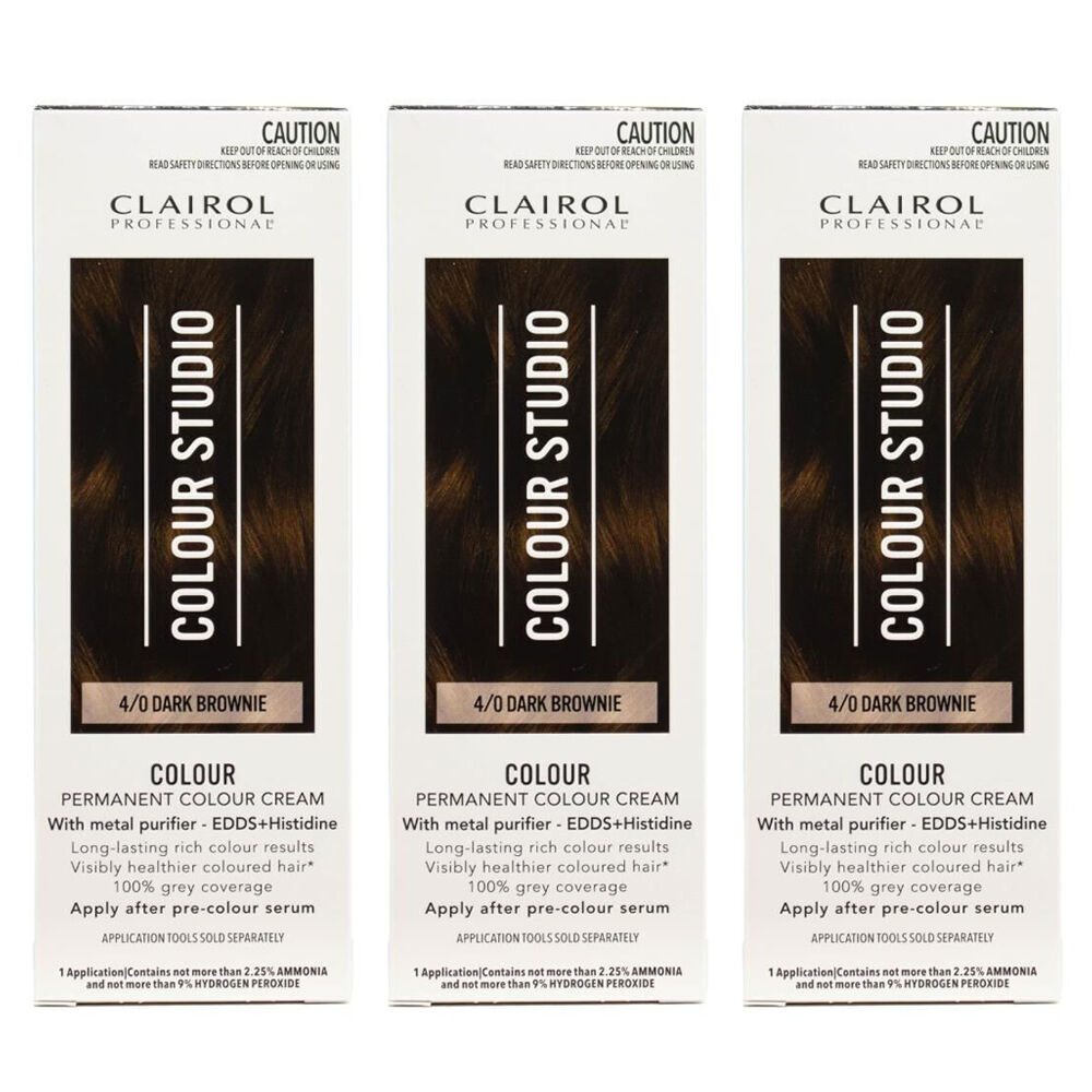 Clairol Professional Permanent Hair Colour Cream 4/0 Dark Brownie Dye (3 Pack)