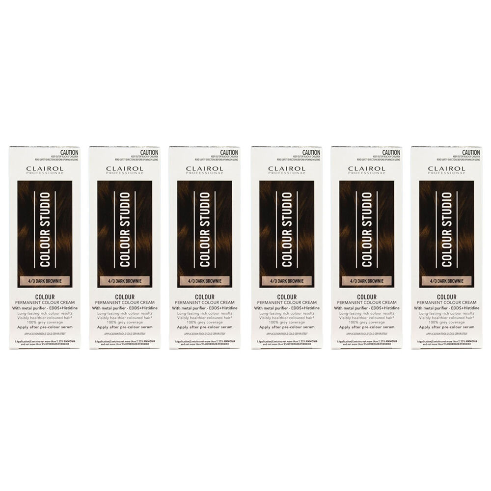 Clairol Professional Permanent Hair Colour Cream 4/0 Dark Brownie Dye (6 Pack)