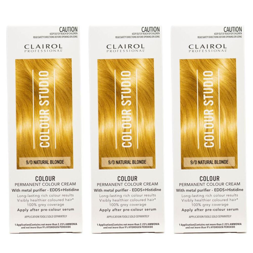 Clairol Professional Permanent Hair Colour Cream 9/0 Natural Blonde Dye (3 Pack)
