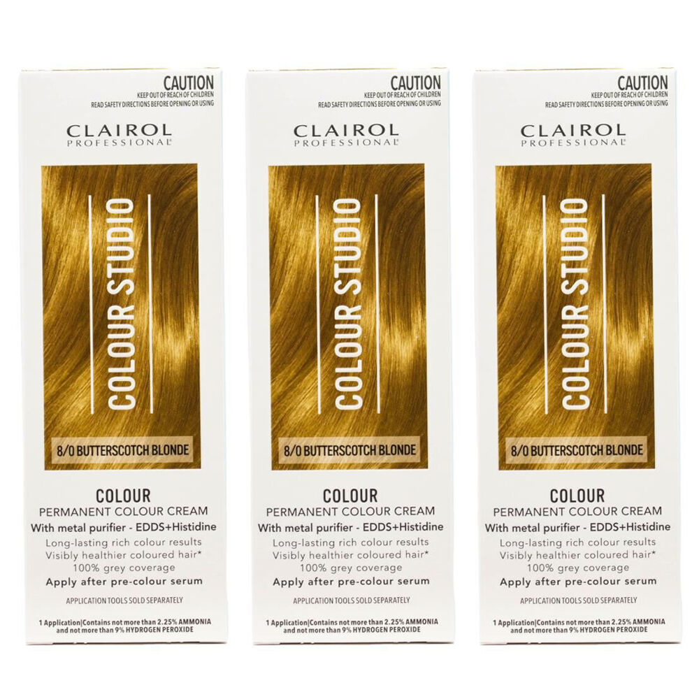 Clairol Professional Permanent Hair Colour Cream 8/0 Butterscotch Blonde Dye (3 Pack)