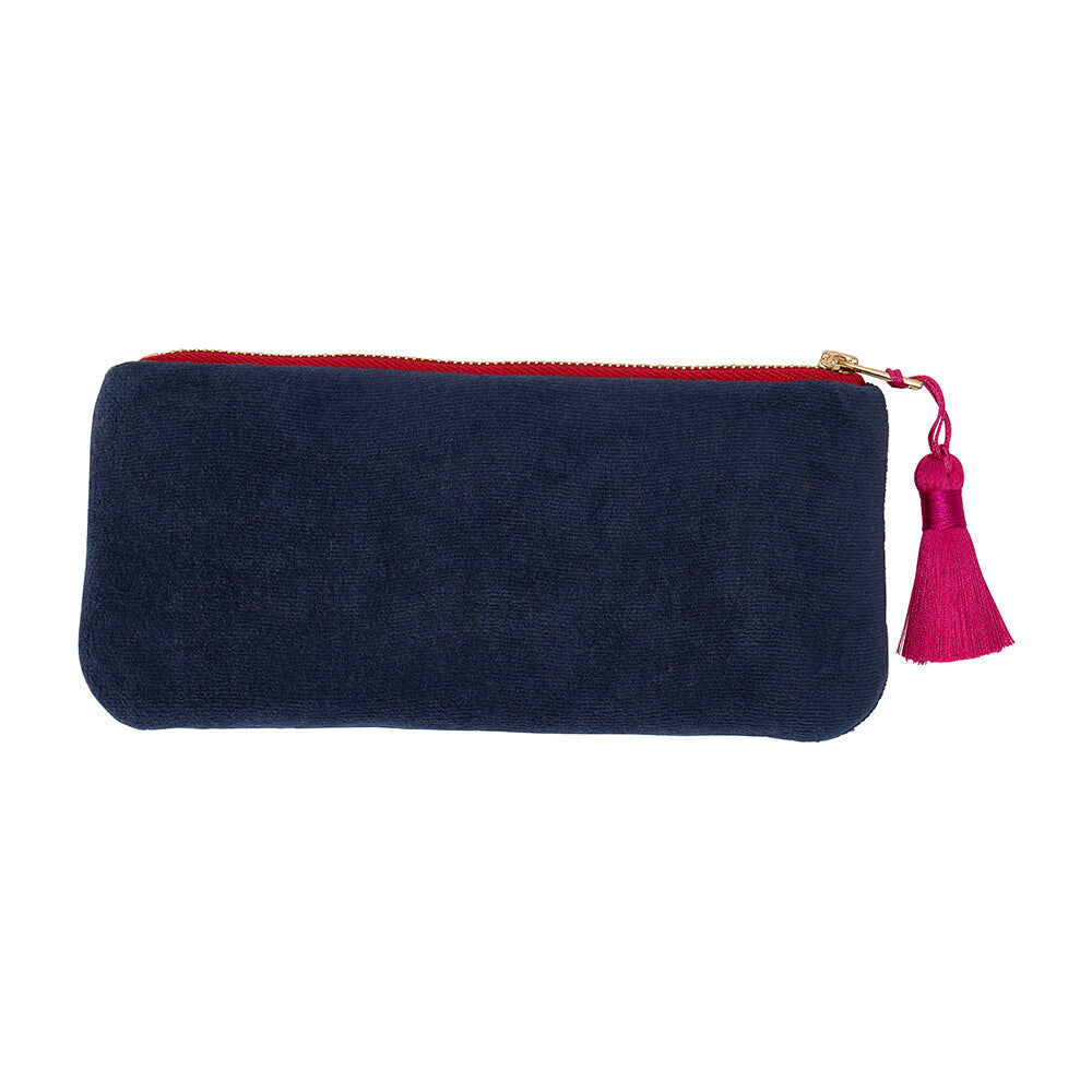 Annabel Trends 20.5cm Sapphire Blue Velvet Makeup Pouch Travel Organiser