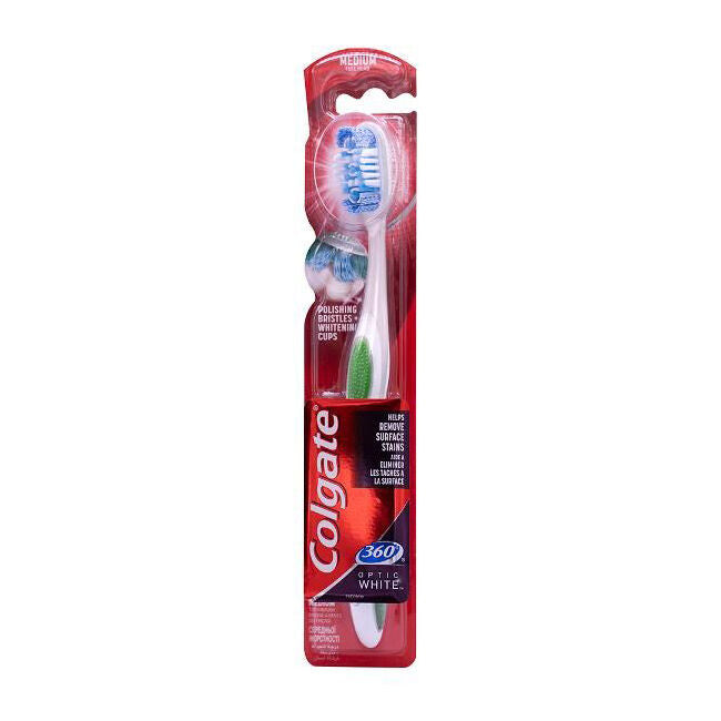 Colgate 360 Optic White Toothbrush Medium Dental Oral Care Teeth Cleaner