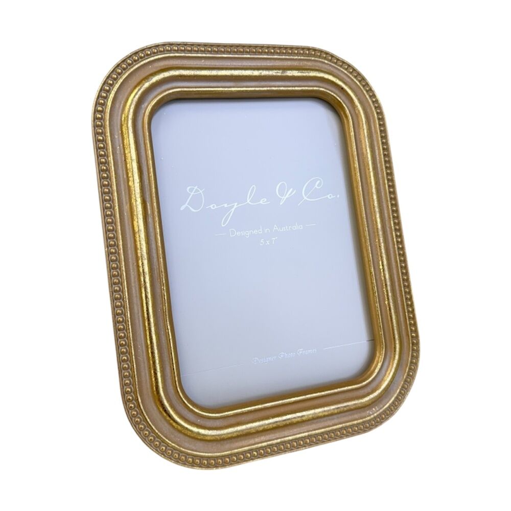 SS Collective 5x7 Gold Ridged Textured Beaded Rectangle Photo Frame