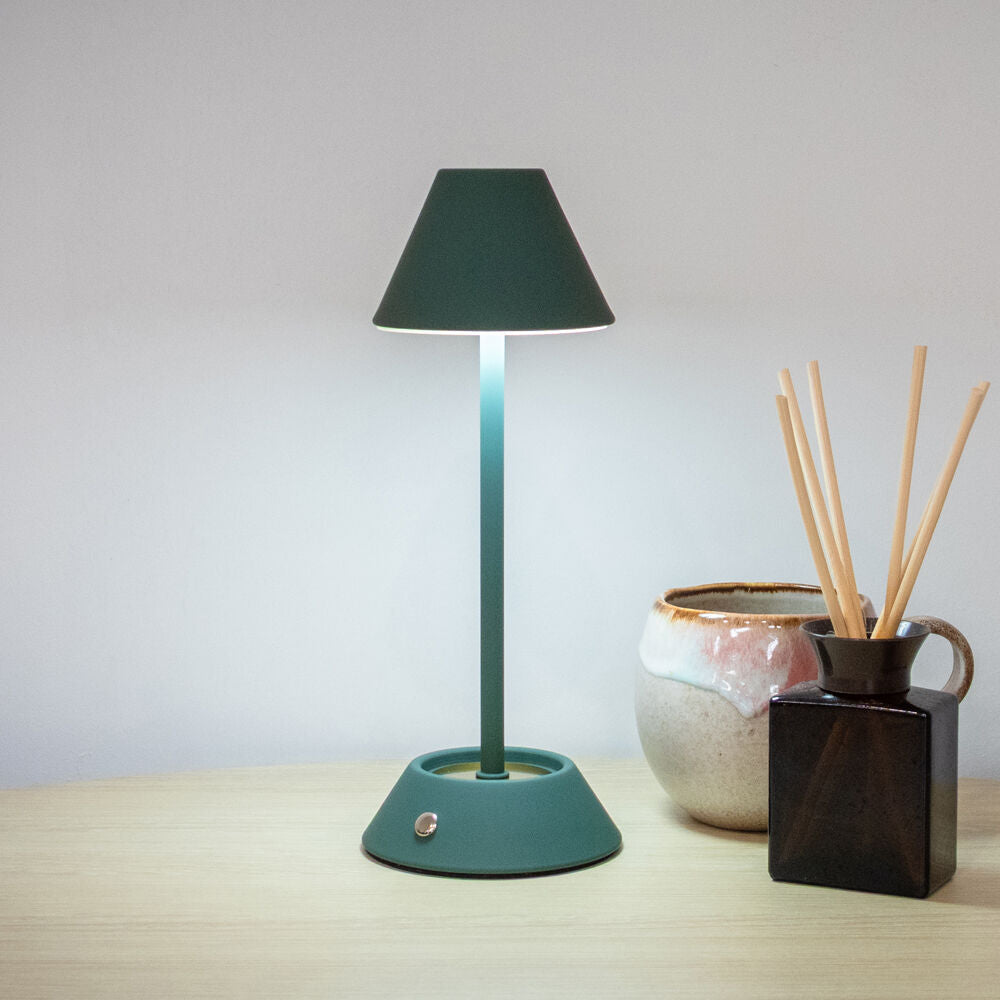 Boyle LED Rechargeable Table Lamp with Cone Shade 10x10x28cm Matt Green (2 Pack) — image 8