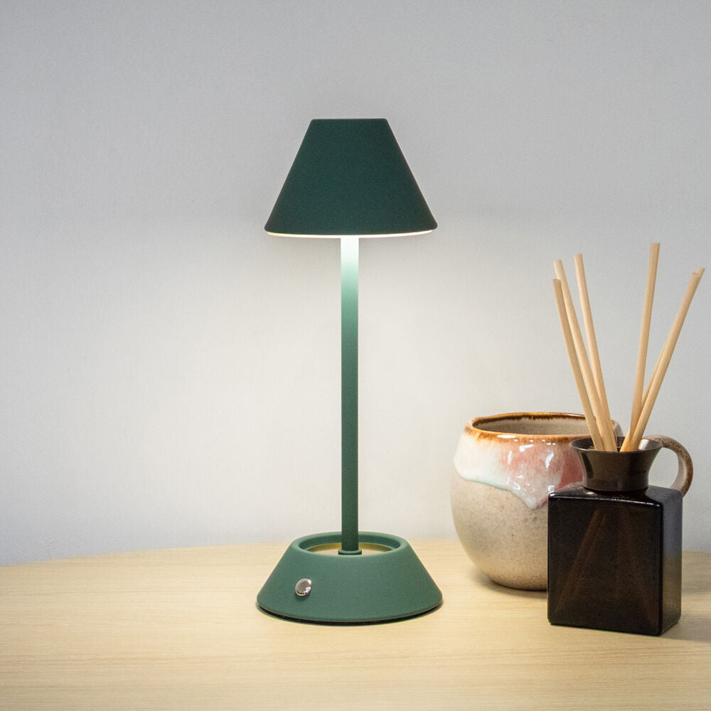 Boyle LED Rechargeable Table Lamp with Cone Shade 10x10x28cm Matt Green (2 Pack) — image 9