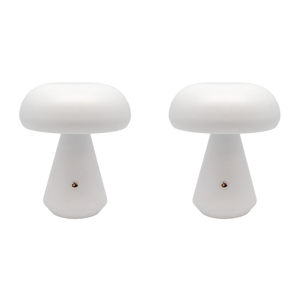 Boyle Rechargeable LED Portable Table Lamp Mushroom-Shaped 16x16x18cm White (2 Pack)