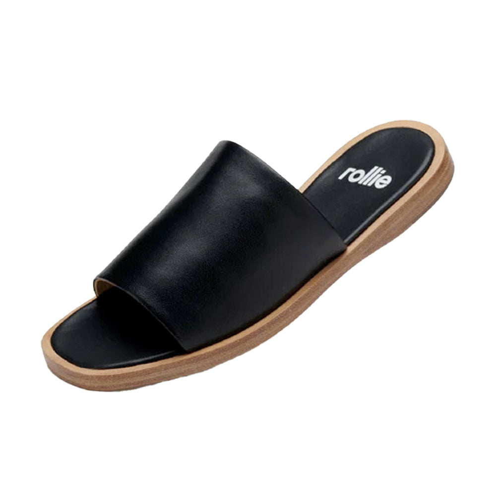 Rollie Women's Alpha Leather Slide/Sandal Shoe Open Toe Footwear Black US8/EU39 — image 3