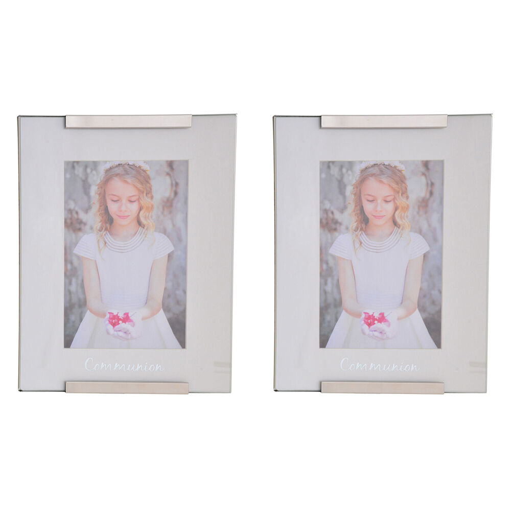 Gibson Gifts Communion Photo Frame 4x6'' Picture Display Home Decor Silver (2 Pack)
