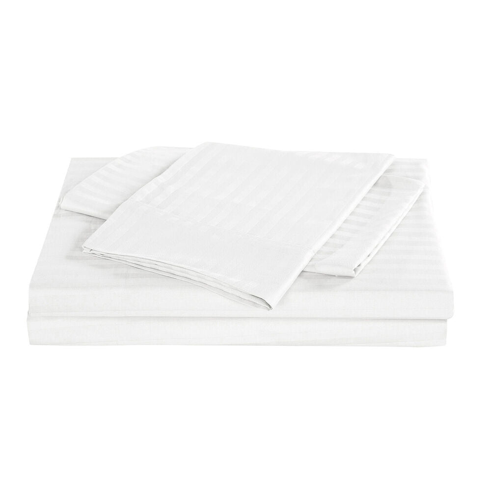 Royal Comfort Kensington Sheet Set 1200TC Cotton Stripe White