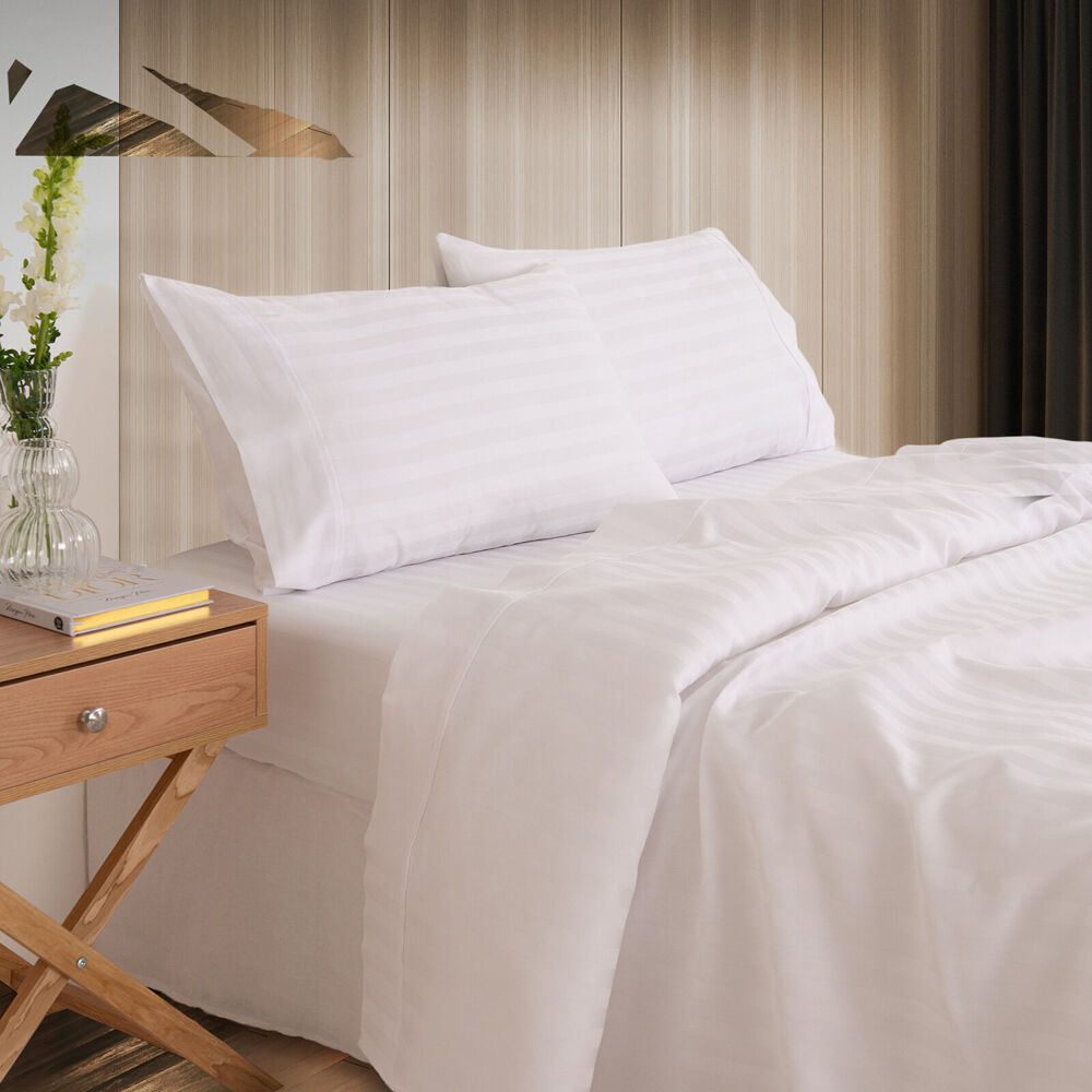 Royal Comfort Kensington Sheet Set 1200TC Cotton Stripe White — image 3