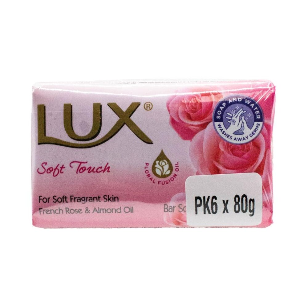 Lux 6PK Lux Soft Touch Soap Bar Floral Scent w/French Rose Almond Oil 80g (4 Pack) — image 2