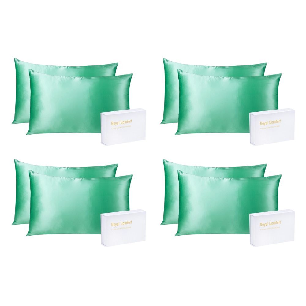 Royal Comfort Mulberry Silk Pillowcase Twin Pack Pillow Cover 51x76cm Mint (4 Pack)
