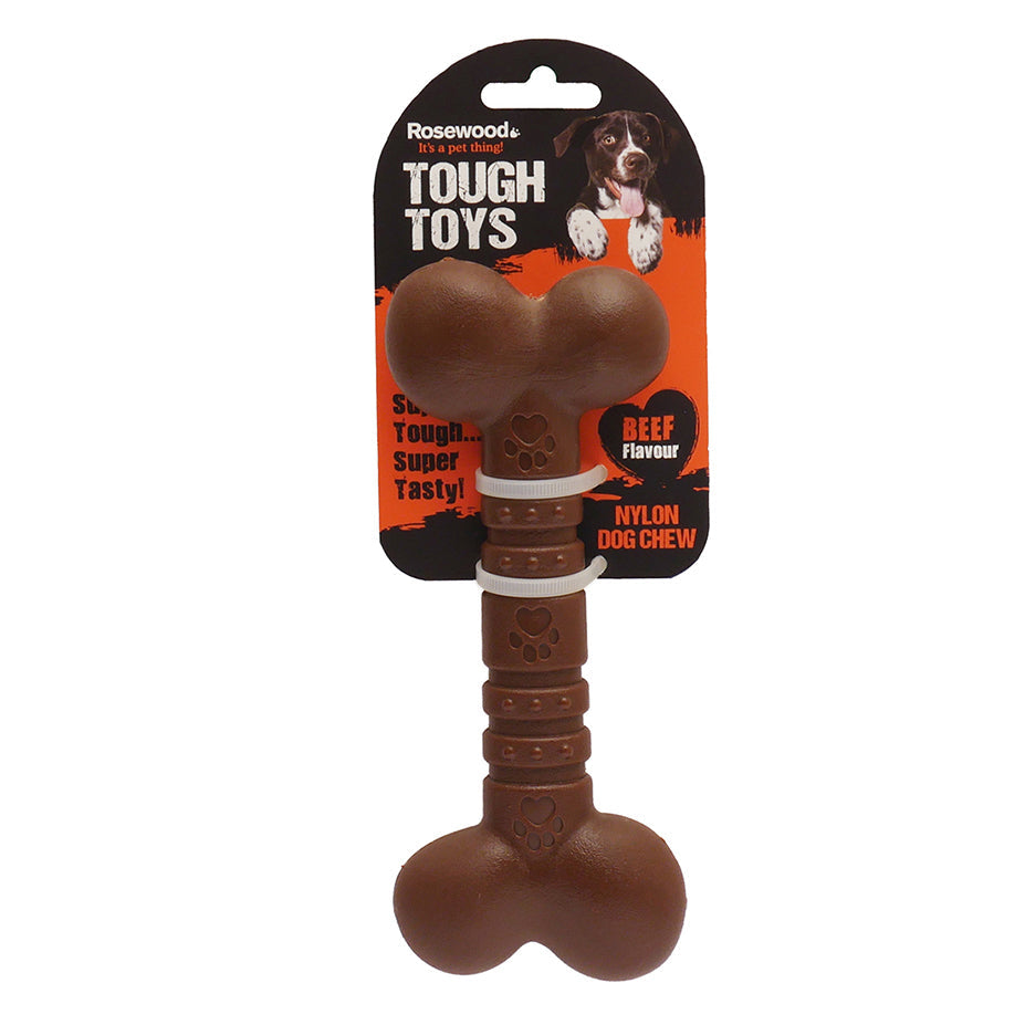 Rosewood 12cm Tough Toys Nylon Beef-Flavoured Dog Bone Pet Chew Toy Small (3 Pack) — image 2