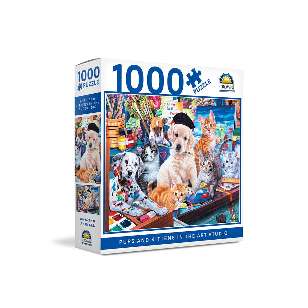 20622-1000pc-crown-jigsaw-puzzle-pups-kittens-in-art-studio-kids-8y