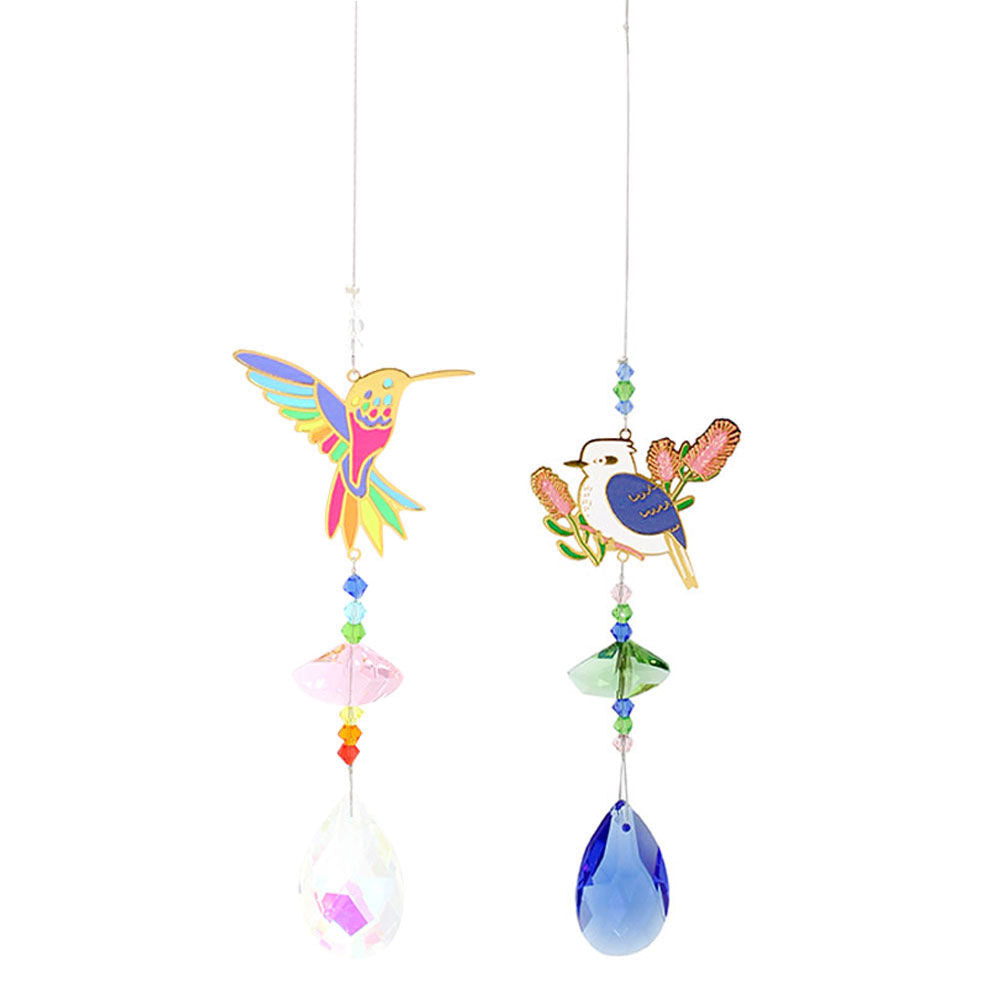 Gibson Gifts Sun Catcher Hummingbird & Kookaburra Hanging Decor Combo Set (2 Pieces)
