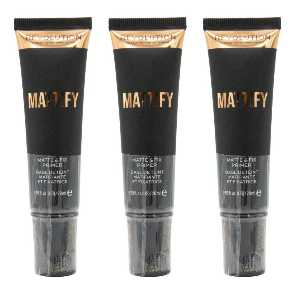 Revolution Mattify Matte & Fix Primer 28ml Face Makeup Oil Control Base (3 Pack)