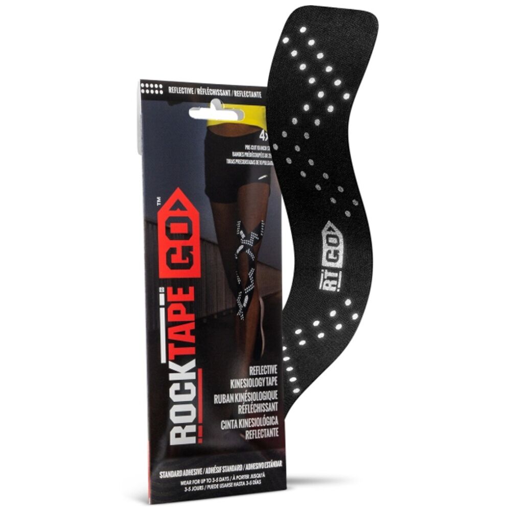 Rocktape Black Go Fast Reflective Kinesiology Tape Pre-Cut 10 Inch