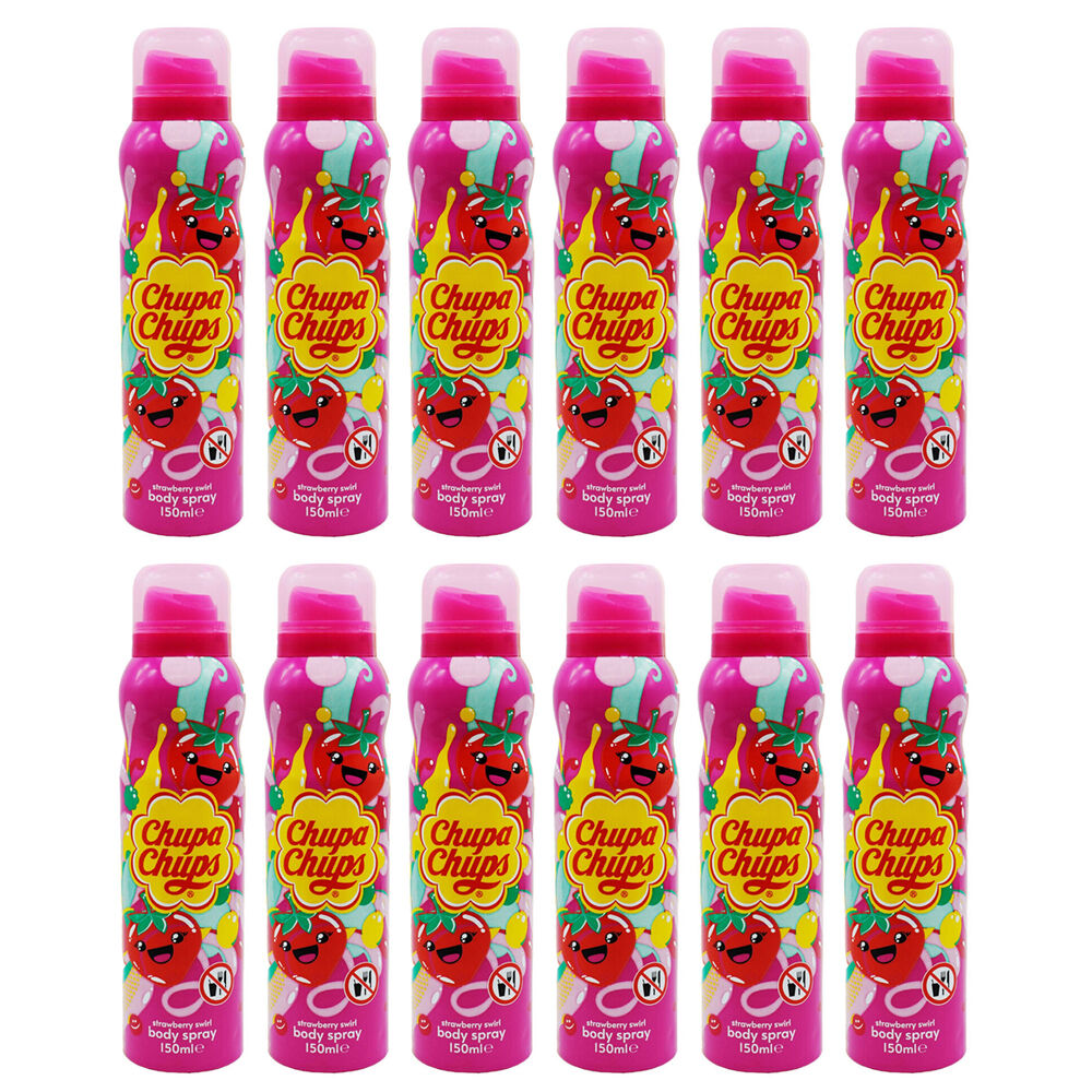 Chupa Chups 150ml Body Spray Strawberry Swirl Sweet Fragrance Mist (12 Pack)