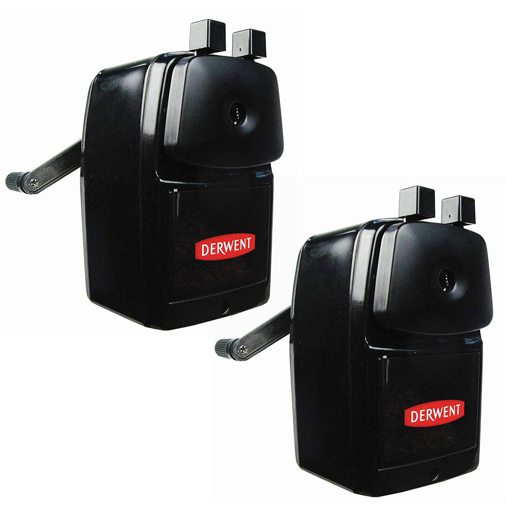 Derwent Super Point Manual School/Office Desk Helical 8mm Pencil Sharpener (2 Pack)