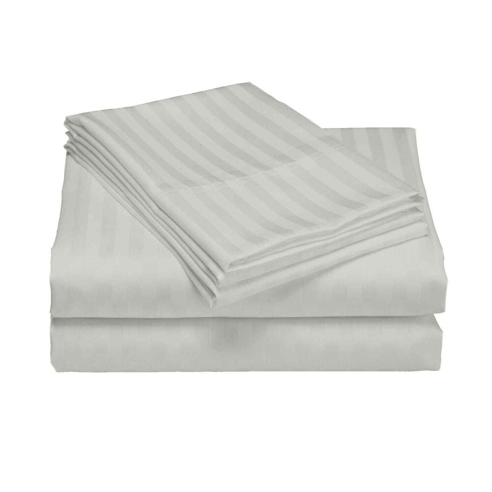 Royal Comfort Damask Sheet Set 1200TC Stripe Cotton Blend Silver