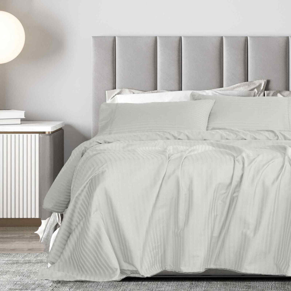 Royal Comfort Damask Sheet Set 1200TC Stripe Cotton Blend Silver — image 4