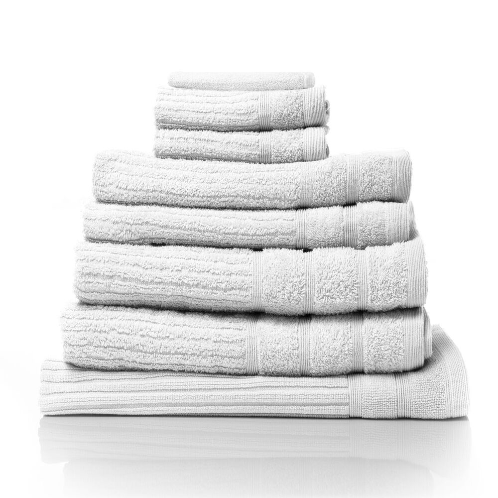 Royal Comfort 8pc Royal Comfort Eden Egyptian Cotton 600 GSM Soft Bath Towel Pack White (2 Pack) — image 2