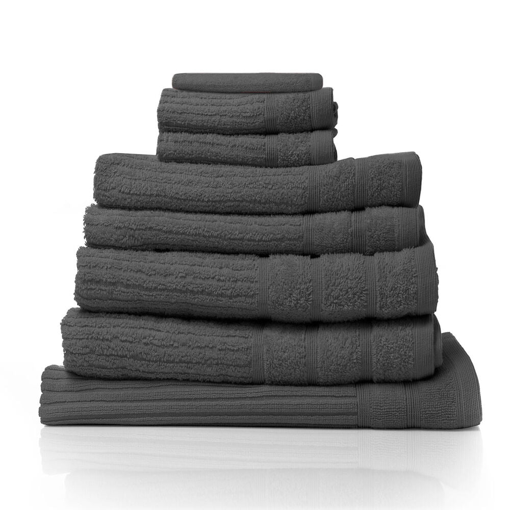 Royal Comfort 8pc Royal Comfort Eden Egyptian Cotton 600 GSM Soft Bath Towel Pack Granite (2 Pack) — image 2