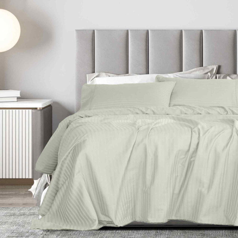 Royal Comfort 4pc Damask Sheet Set 1200TC Stripe Cotton Blend Pebble — image 3