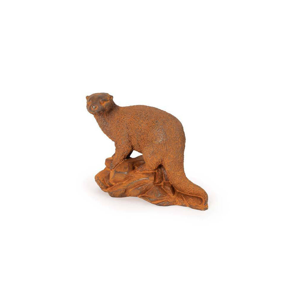 26156-otter-cast-iron-sculpture-home-garden-decor-18x14cm-rust
