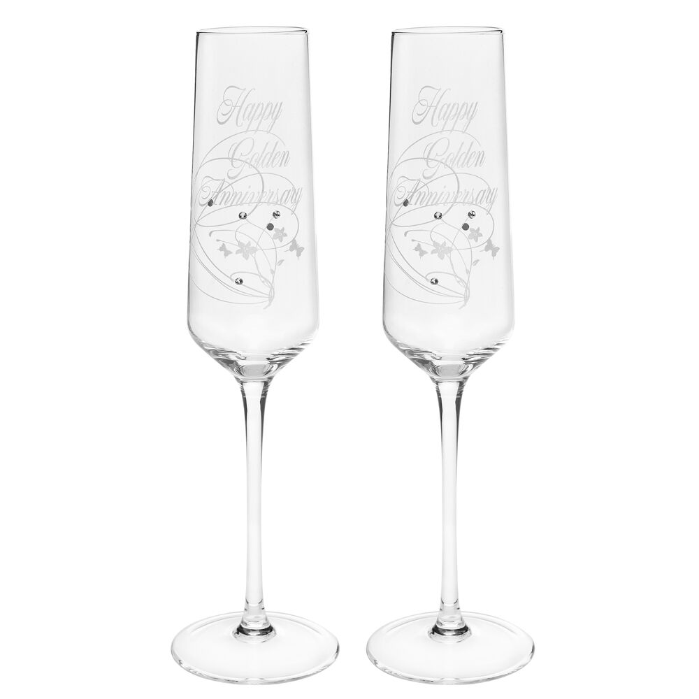 26204-2pc-gibson-gifts-golden-anniversary-flutes-wine-glasses-set-clear
