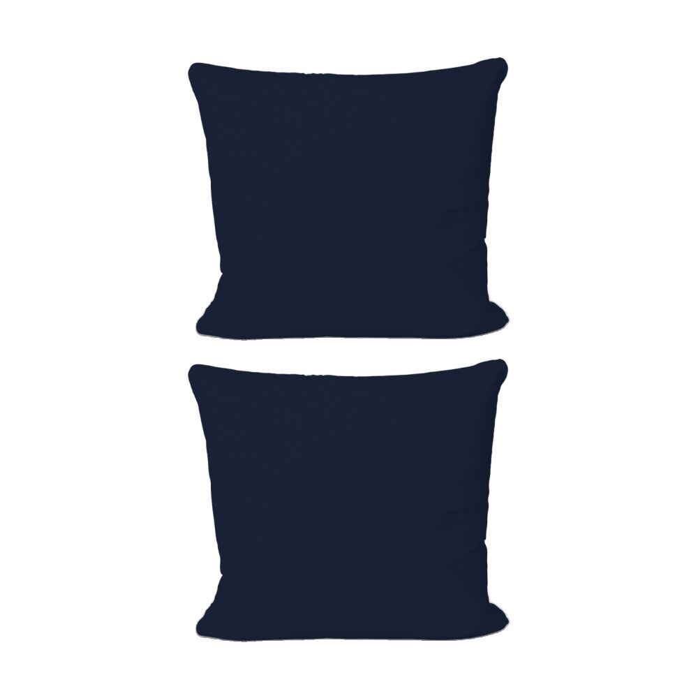 The Lighthouse Washed Cotton European Pillowcase With Double Stitch Navy (2 Pack)