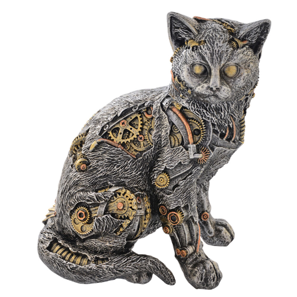 26553-gibson-gifts-steampunk-cat-figurine-home-decor-grey