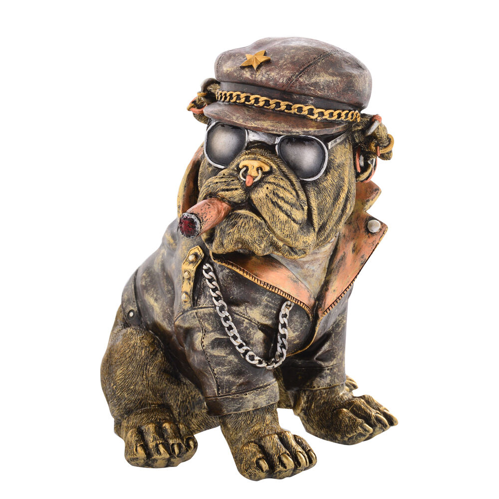 26593-gibson-gifts-dudes-biker-bulldog-resin-figurine-home-decor-21-5cm-bronze