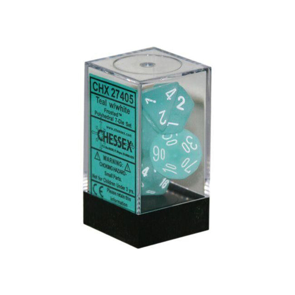 26839-7pc-chessex-d7-die-frosted-polyhedral-dice-game-set-teal-white