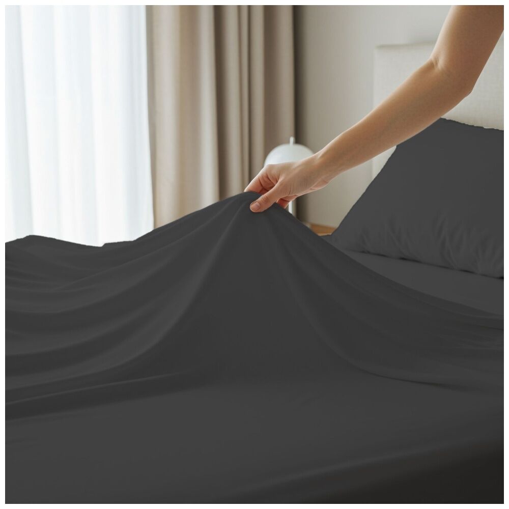 Grosvenor House Plain Dyed Bamboo Cotton Standard Pillowcase Granite (2 Pieces) — image 2
