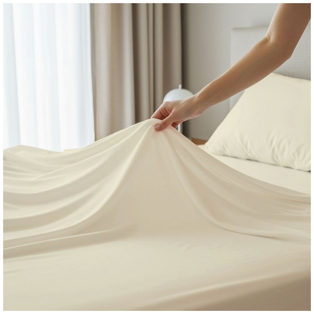 Grosvenor House Plain Dyed Bamboo Cotton Standard Pillowcase Ivory (2 Pieces) — image 2