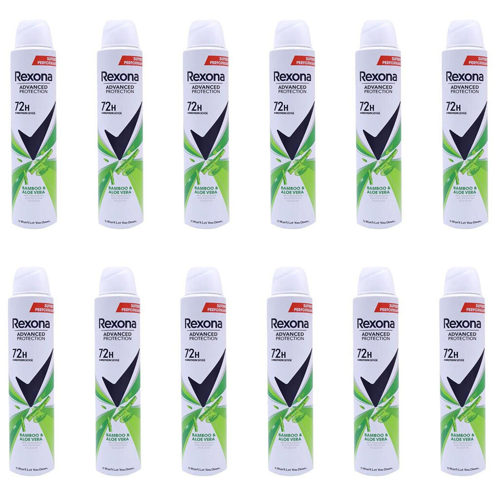 Rexona Women Underarm Deodorant Body Spray 200ml Bamboo & Aloe Vera (12 Pack)