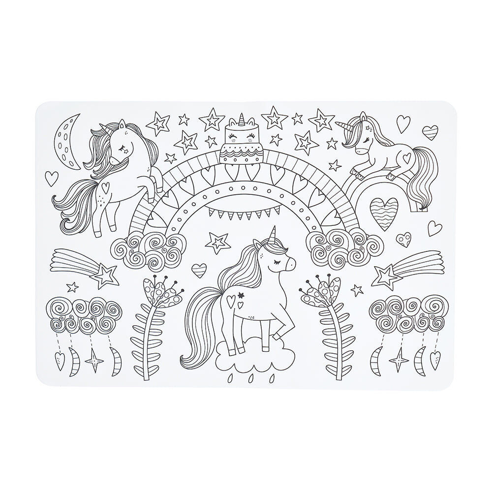 Annabel Trends 37.5cm Unicorn Silicone Mat w/ Colouring Pens Kids Art — image 2