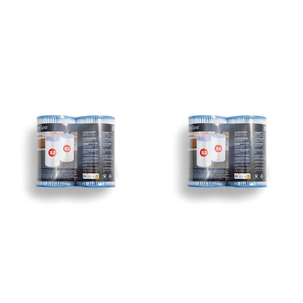 Intex Filter Cartridge S2 For Spa Shrink Wrap w/ Litho Twin Pack Set (4 Pieces)