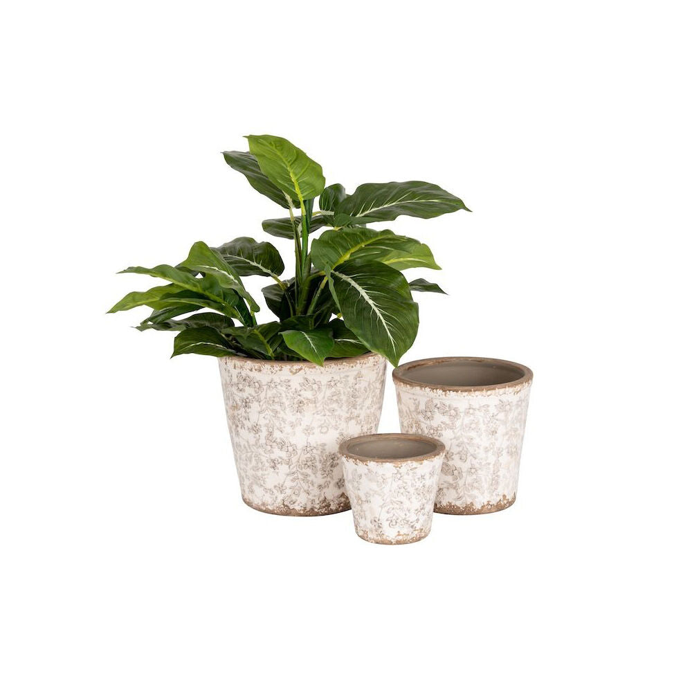 A.Fresco Tall Ceramic Indoor Flower Pot Planter Set 21/16/12cm Grey (3 Pieces) — image 2