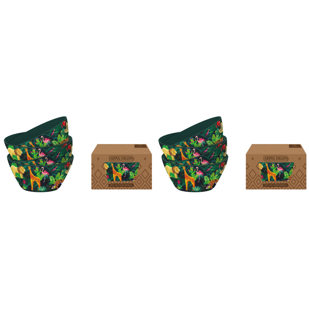 Animal Kingdom 4pc Animal Kingdom Kids/Children Food Soup Bowl Dish 14cm Tableware Green (2 Pack)