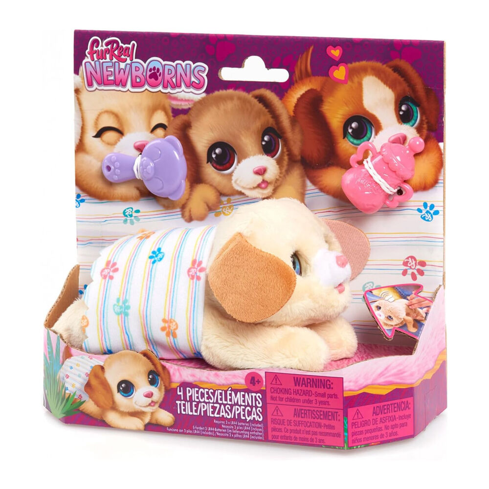 Furreal Newborns Plush Interactive Toy Grey Kitten/Cream Puppy 4y+ Assorted