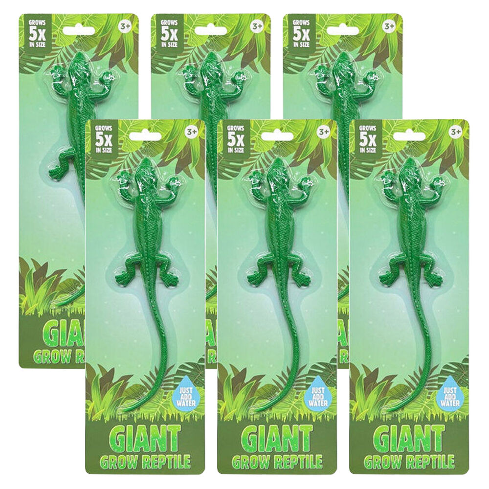 Bensons Giant Grow Reptile Kids/Childrens Water Expanding Toy - Assorted (6 Pack)